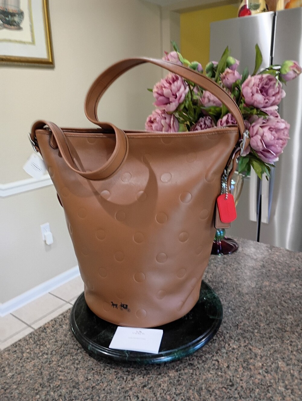 NWT Coach Limited Edition Saddle Dot Leather Duffle Bucket - Picture 10 of 16